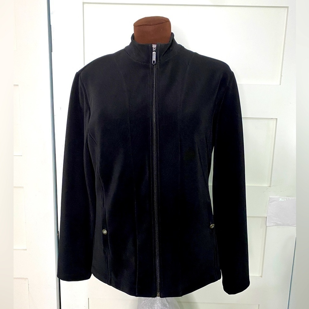 Chicos Black Jacket, Side Slight Pockets size Medium